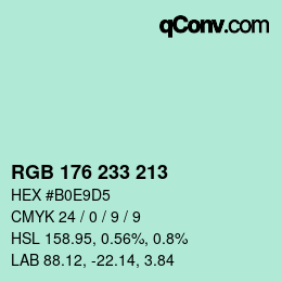 Color code: RGB 176 233 213 | qconv.com