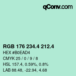 カラーコード: RGB 176 234.4 212.4 | qconv.com