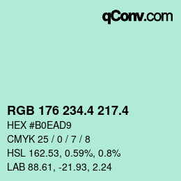 カラーコード: RGB 176 234.4 217.4 | qconv.com