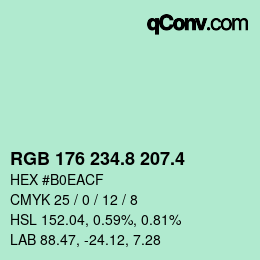 カラーコード: RGB 176 234.8 207.4 | qconv.com