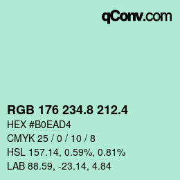 カラーコード: RGB 176 234.8 212.4 | qconv.com
