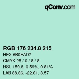 Color code: RGB 176 234.8 215 | qconv.com