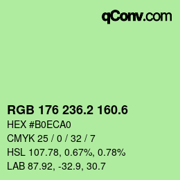 カラーコード: RGB 176 236.2 160.6 | qconv.com