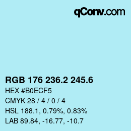 カラーコード: RGB 176 236.2 245.6 | qconv.com