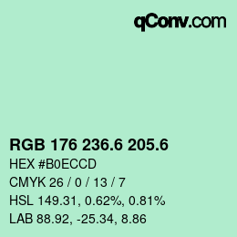 カラーコード: RGB 176 236.6 205.6 | qconv.com