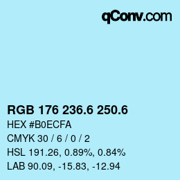 カラーコード: RGB 176 236.6 250.6 | qconv.com