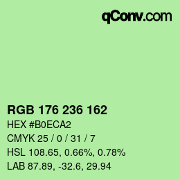 Color code: RGB 176 236 162 | qconv.com