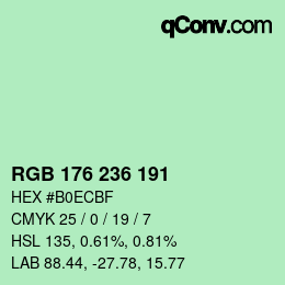 Color code: RGB 176 236 191 | qconv.com