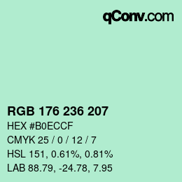 Color code: RGB 176 236 207 | qconv.com
