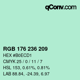 カラーコード: RGB 176 236 209 | qconv.com