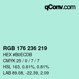 Color code: RGB 176 236 219 | qconv.com
