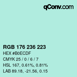 Color code: RGB 176 236 223 | qconv.com