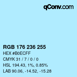 Color code: RGB 176 236 255 | qconv.com