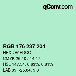 Color code: RGB 176 237 204 | qconv.com