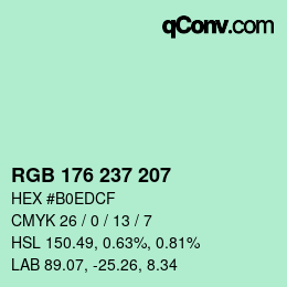 Color code: RGB 176 237 207 | qconv.com