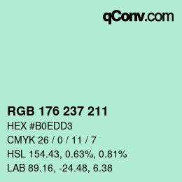 Color code: RGB 176 237 211 | qconv.com