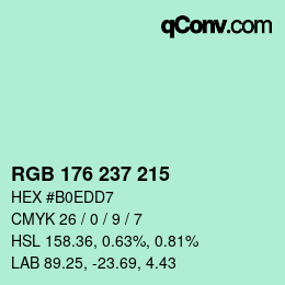 カラーコード: RGB 176 237 215 | qconv.com