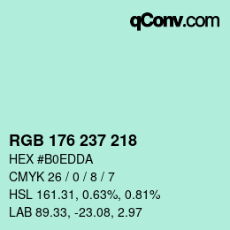 Color code: RGB 176 237 218 | qconv.com