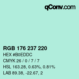 Color code: RGB 176 237 220 | qconv.com