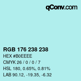 Color code: RGB 176 238 238 | qconv.com