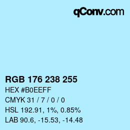 颜色代码: RGB 176 238 255 | qconv.com
