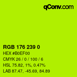 Color code: RGB 176 239 0 | qconv.com