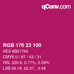 Color code: RGB 176 23 100 | qconv.com