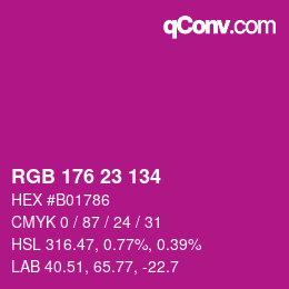 Color code: RGB 176 23 134 | qconv.com