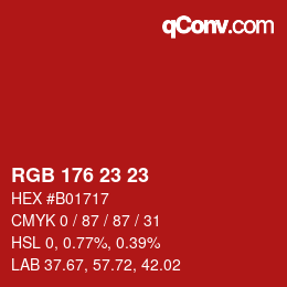 Color code: RGB 176 23 23 | qconv.com