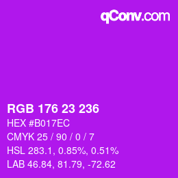Color code: RGB 176 23 236 | qconv.com