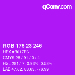 Color code: RGB 176 23 246 | qconv.com