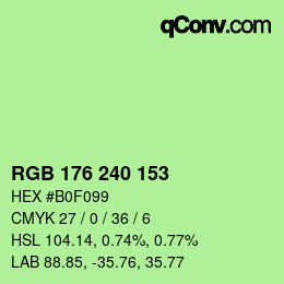 Color code: RGB 176 240 153 | qconv.com