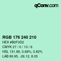 Color code: RGB 176 240 210 | qconv.com