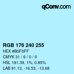 Color code: RGB 176 240 255 | qconv.com