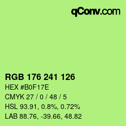 Código de color: RGB 176 241 126 | qconv.com