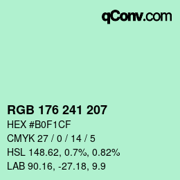 Color code: RGB 176 241 207 | qconv.com
