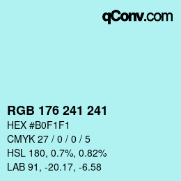 Color code: RGB 176 241 241 | qconv.com