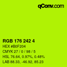 Color code: RGB 176 242 4 | qconv.com