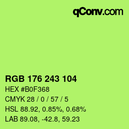Color code: RGB 176 243 104 | qconv.com