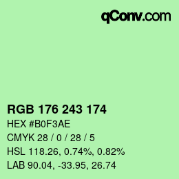 Color code: RGB 176 243 174 | qconv.com