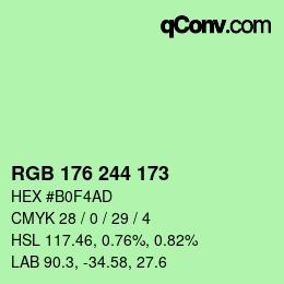 Farbcode: RGB 176 244 173 | qconv.com
