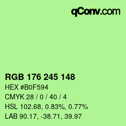 颜色代码: RGB 176 245 148 | qconv.com