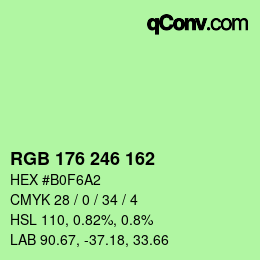 颜色代码: RGB 176 246 162 | qconv.com