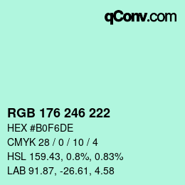 Farbcode: RGB 176 246 222 | qconv.com