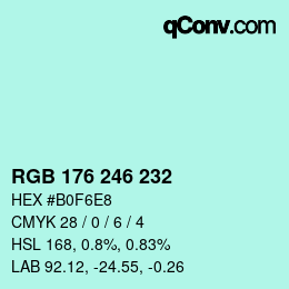 カラーコード: RGB 176 246 232 | qconv.com