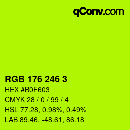 Color code: RGB 176 246 3 | qconv.com