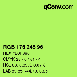 颜色代码: RGB 176 246 96 | qconv.com