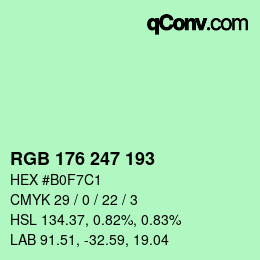 Farbcode: RGB 176 247 193 | qconv.com