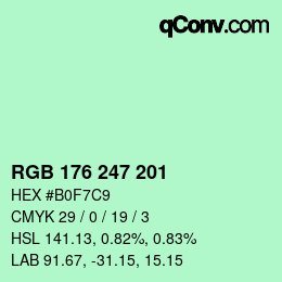 Color code: RGB 176 247 201 | qconv.com