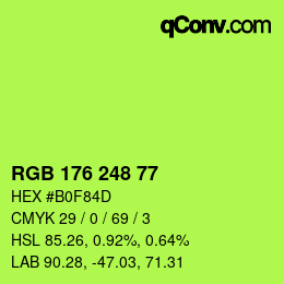 カラーコード: RGB 176 248 77 | qconv.com